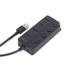 Gembird USB 2.0 powered 4-port hub with switches black USB 2.0 Type-A Noir