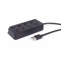 Gembird USB 2.0 powered 4-port hub with switches black USB 2.0 Type-A Noir