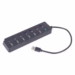 Gembird UHB-U3P1U2P6P-01 hub & concentrateur USB 3.2 Gen 2 (3.1 Gen 2) Type-A 5000 Mbit/s Noir