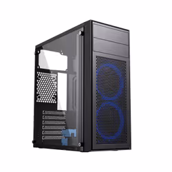 Gembird Fornax M100B, Midi Tower, PC, Noir, ATX, Verre, Métal, SPCC, Bleu