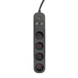 Gembird TSL-PS-S4U-01 prise d’alimentation Smart 4 sortie(s) CA Type E 1,5 m 3 3680 W Noir