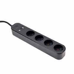 Gembird TSL-PS-S4U-01 prise d’alimentation Smart 4 sortie(s) CA Type E 1,5 m 3 3680 W Noir