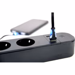 Gembird TSL-PS-S4U-01 prise d'alimentation Smart 4 sortie(s) CA Type E 1,5 m 3 3680 W Noir - Vue supplémentaire 4