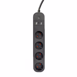 Gembird TSL-PS-S4U-01 prise d'alimentation Smart 4 sortie(s) CA Type E 1,5 m 3 3680 W Noir - Vue supplémentaire 9