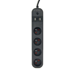 Gembird TSL-PS-F4U-01 prise d’alimentation Smart 4 sortie(s) CA Type F 1,5 m 3 3680 W Noir