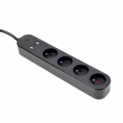 Gembird TSL-PS-F4U-01 prise d’alimentation Smart 4 sortie(s) CA Type F 1,5 m 3 3680 W Noir