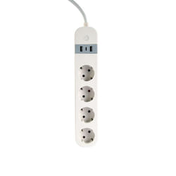 Gembird TSL-PS-S4U-01-W prise d’alimentation Smart 4 sortie(s) CA Type E 1,5 m 3 3880 W Blanc