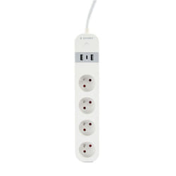 Gembird TSL-PS-F4U-01-W prise d’alimentation Smart 4 sortie(s) CA Type F 1,5 m 3 3680 W Blanc