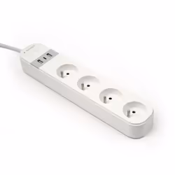 Gembird TSL-PS-F4U-01-W prise d’alimentation Smart 4 sortie(s) CA Type F 1,5 m 3 3680 W Blanc