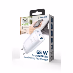 Gembird TA-UC-PDQC65-01-W chargeur d'appareils mobiles Universel Blanc Secteur Charge rapide Intérieure