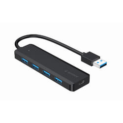 Gembird UHB-U3P4P-02 hub & concentrateur USB 3.2 Gen 1 (3.1 Gen 1) Type-A 5000 Mbit/s Noir