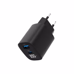 Gembird TA-UC-PDQC30LCD-BK-01 chargeur d'appareils mobiles Smartphone, Smartwatch, Tablette Noir Secteur Charge rapide Intérieure