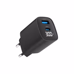 Gembird TA-UC-PDQC30LCD-BK-01 chargeur d'appareils mobiles Smartphone, Smartwatch, Tablette Noir Secteur Charge rapide Intérieure