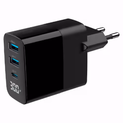 Gembird TA-UC-PDQC30LCD-BK-02, Intérieure, Secteur, Noir