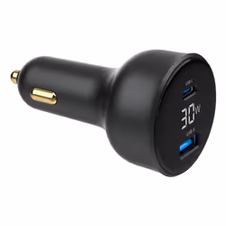 Gembird TA-UC-AC2PD30LCD-CAR-01 chargeur d'appareils mobiles Universel Noir Allume-cigare Charge rapide Auto