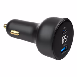 Gembird TA-UC-AC2PD65LCD-CAR-01 chargeur d'appareils mobiles Universel Noir Allume-cigare Charge rapide Auto
