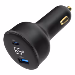 Gembird TA-UC-AC2PD65LCD-CAR-01 chargeur d'appareils mobiles Universel Noir Allume-cigare Charge rapide Auto