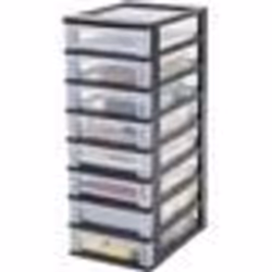 IRIS OHYAMA Tour de rangement 8 tiroirs - Plastique - Noir - 32 L - 355 x 26 x 655 cm