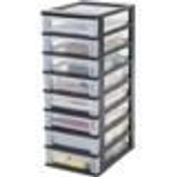 IRIS OHYAMA Tour de rangement 8 tiroirs - Plastique - Noir - 32 L - 355 x 26 x 655 cm