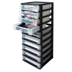 IRIS OHYAMA Tour de rangement 10 tiroirs - Plastique - Noir - 40 L - 355 x 26 x 82 cm