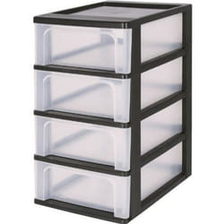 Tour De Rangement 4 Tiroirs - Organizer Chest - Och-2004, Plastique, Noir/Transparent/28 L, 26 X 35, 5 X 49 Cm