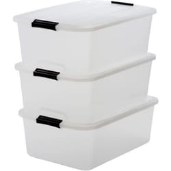 Set - 3 Boîtes De Rangement Empilables Avec Fermeture Clic - Top Box - Tb-30, Plastique, Transparent, 30 L, 57,5 X 39 X 20,5 Cm 140065
