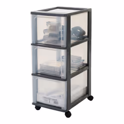 Tour De Rangement 3 Tiroirs - Organizer Chest - Och-2300, Plastique, Noir/Transparent, 39 L, 26 X 35,5 X 60,2 Cm