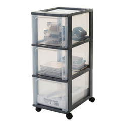 Tour De Rangement 3 Tiroirs - Organizer Chest - Och-2300, Plastique, Noir/Transparent, 39 L, 26 X 35,5 X 60,2 Cm