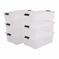 Iris Ohyama Lot de 6 boîtes de rangement 30L - Empilable - L57.5 x l39 x H20 cm - Transparent