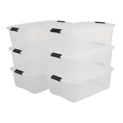 Iris Ohyama Lot de 6 boîtes de rangement 30L - Empilable - L57.5 x l39 x H20 cm - Transparent