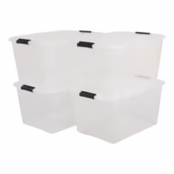 Iris Ohyama Lot de 4 boîtes de rangement 45L - Empilable - L57.5 x l39 x H30 cm - Transparent