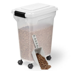 Iris Ohyama Boite à croquette 20L pour 75kg Hermétique Pelle Roulettes incluses pour chien  et  chat - ATS-M Blanc