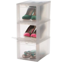 IRIS OHYAMA Lot de 3 boîtes de rangement pour chaussures Drop Front Box EUDF-S - Plastique - 9 L - 31 x 22 x 18 cm - Transparent