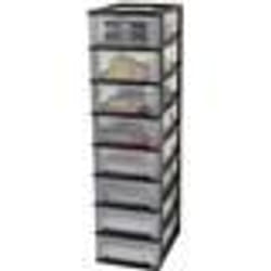 IRIS OHYAMA Tour de rangement 8 tiroirs - Noir et transparent - 56 L - 355 x 26 x 96 cm