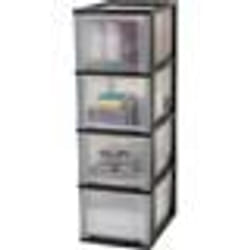 Iris Ohyama Tour de rangement organiseur 4 tiroirs - 13L - L35.5 x l26 x H80 cm - Noir