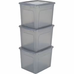 Iris Ohyama Lot de 3 boîtes de rangement 30L - Empilable - L39.5 x l34 x H30.5 cm - Gris