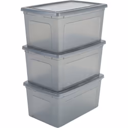 Iris Ohyama Lot de 3 boîtes de rangement 50L - Empilable - L59.5 x l39.5 x H29 cm - Gris