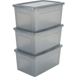 Iris Ohyama Lot de 3 boîtes de rangement 50L - Empilable - L59.5 x l39.5 x H29 cm - Gris