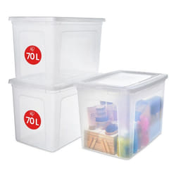 Iris Ohyama Lot de 3 boîtes de rangement 70L - Empilable - L59.5 x l39.5 x H39 cm - Transparent