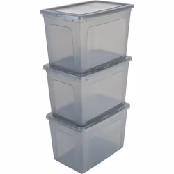 Iris Ohyama Lot de 3 boîtes de rangement 70L - Empilable - L59.5 x l39.5 x H39 cm - Gris
