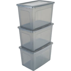 Iris Ohyama Lot de 3 boîtes de rangement 70L - Empilable - L59.5 x l39.5 x H39 cm - Gris
