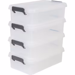 IRIS OHYAMA Lot de 4 boîtes de rangement Multi Box MBX-4 - Plastique - 4 L - 365 x 214 x 105 cm - Transparent et Noir