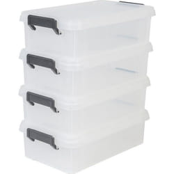 IRIS OHYAMA Lot de 4 boîtes de rangement Multi Box MBX-4 - Plastique - 4 L - 365 x 214 x 105 cm - Transparent et Noir