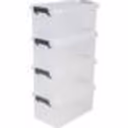 IRIS OHYAMA Lot de 4 boîtes de rangement Multi Box MBX-6 - Plastique - 6 L - 365 x 214 x 165 cm - Transparent et Noir