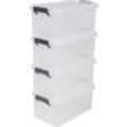 IRIS OHYAMA Lot de 4 boîtes de rangement Multi Box MBX-6 - Plastique - 6 L - 365 x 214 x 165 cm - Transparent et Noir