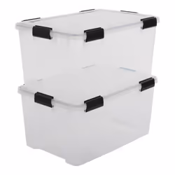 IRIS OHYAMA Lot de 2 boîtes de rangement hermétiques Air Tight Box AT-L - Plastique - 50 L - 59 x 39 x 29 cm - Transparent et ...