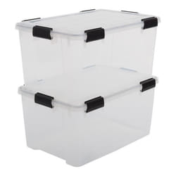 IRIS OHYAMA Lot de 2 boîtes de rangement hermétiques Air Tight Box AT-L - Plastique - 50 L - 59 x 39 x 29 cm - Transparent et Noir