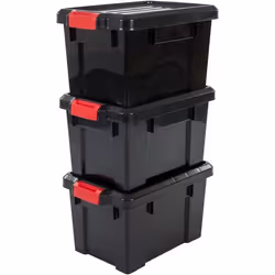 Iris Ohyama Lot de 3 boîtes de rangement 21 L - Clips de fermeture - L46.5 x l29.5 x H25.5 cm - Noir