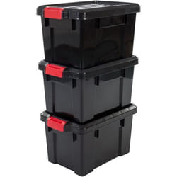 Iris Ohyama Lot de 3 boîtes de rangement 21 L - Clips de fermeture - L46.5 x l29.5 x H25.5 cm - Noir