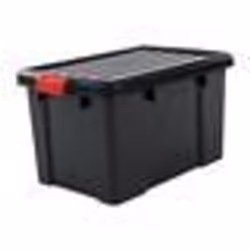 Iris Ohyama Lot de 3 boîtes de rangement 50 L - Clips de fermeture - L59 x l38.5 x H32 cm - Noir
